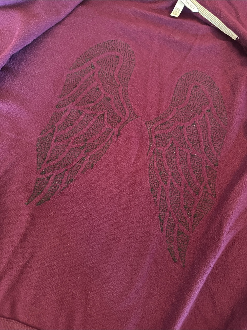 🪽👼Rare 👼🪽Victoria's Secret Angel Wing Sequin Hoodie Y2K Black Orchid Burgundy - Picture 8 of 8